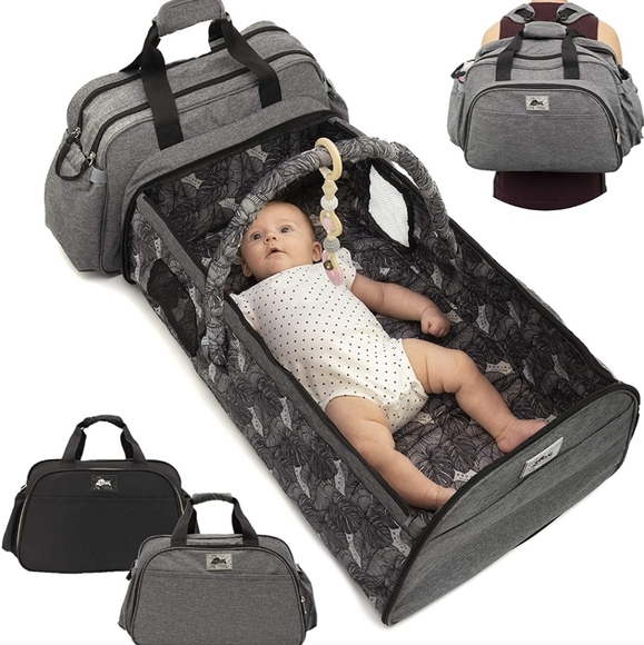 Travel Bassinets for Babies - 3 in 1 Diaper Bag Backpack Changing Station Black. - Picture 1 of 8